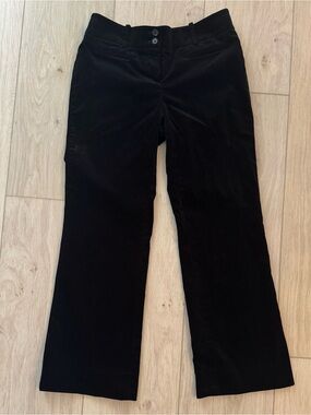 Ann Taylor LOFT size 4 women’s black velvet flat front wide leg dress pants